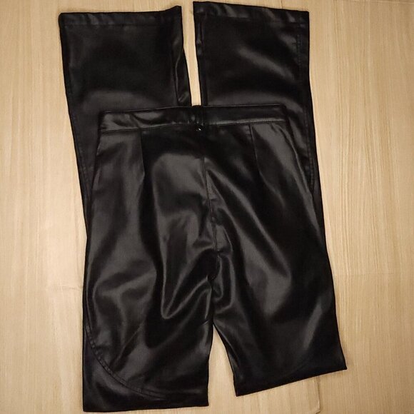 Zara Black Faux Leather Moto Pants Padded Knees XS - Picture 2 of 8